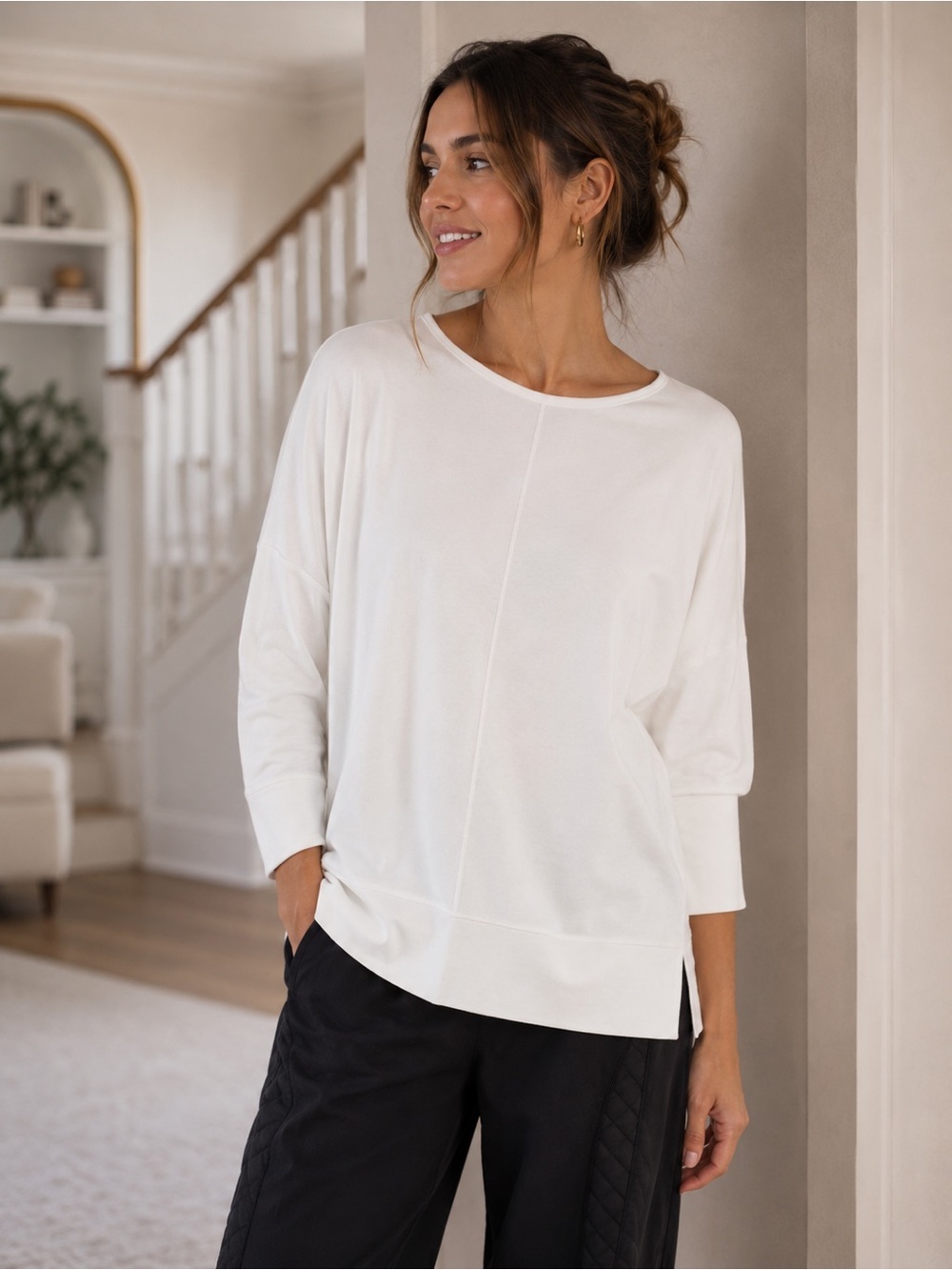 Spanx - Perfect Length Top, Dolman 3/4 Sleeve - White Small